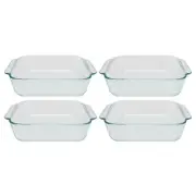 Pyrex 222 Square Clear Glass Food Storage Casserole Baking Dish (4-Pack)