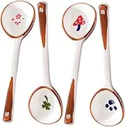 4Pcs spoon set big spoon cute ramen spoon mixing spoon spoon East China long handle spoons ceramics portable round ladle Asia yogurt spoon porcelain spoon rice spoon