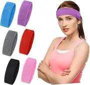 [FOMIYES] 6 Pcs Stretchy Athletic Headbands for Yoga Gym Durable Sweatbands Light Vibrant Grey Non Slip Multi Coloured Head