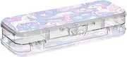 [Amooorous] Purple Rainbow unicorns Designed Clear Pencils Box Double Layer Pens Case Hard Boxes For School With Snap And Lid