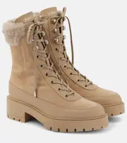 [Aquazzura] Aquazzura Very Cortina shearling-trimmed ankle boots AU 9 beige