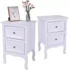 2Pcs Nightstand End Table with 2-Drawer,Wood Simple Modern Sofa Couch Side Table