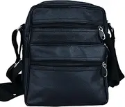 [Gentry Choice] Crossbody Leather Sling Bag Black Santa Messenger Bag Shoulder Bag Satchel Bags for Casual Travel Business Everyday Carry Bags