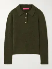 [The Elder Statesman] The Elder Statesman - Cashmere Polo Sweater - Green - small small Green