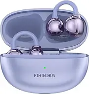 PTHTECHUS Open Ear Headphones, Bluetooth 5.4 with ENC Audio Wireless Earbuds, 40H Playback, Noise Cancelling Calls, Lightweight Comfort Stable Fit Wireless Open Earphones for Sports Working (Purple)