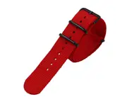 NATO Style Rugged Stitched Canvas Watch Strap Straps with Vaccum Plating Black Buckle Cotton Canvas Watch Bands-Red