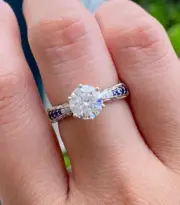 Classic Unique Prong Design Women's Ring In 935 Silver With 1.80CT Sapphire