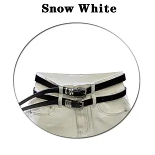 Snow White白色雙腰帶牛仔短裙2023夏季新款性感顯腿長a字包臀裙