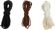 COOLLA 4mm Bolo Cord – Bolo Braided Leather Cord for Jewelry Making – Round Leather Cord Bolo Tie Cord for Crafts Wrapping Bolo Ties 16.4 Yards (Black-Brown-White)