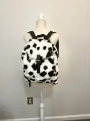 Authentic Moschino Couture Jeremy Scott Black White Faux Fur Cow Design Backpack