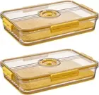 Fridge Organizer, Food Storage Containers with Lids for Timer & Drain Board Stac