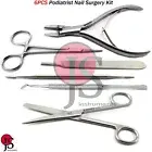 Podiatrist Nail Surgery Kit Toenail Nipper Nail File Lifter Forceps Scissors X6