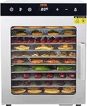 VEVOR Food Dehydrator Machine,10 Stainless Steel Trays,35x30 cm Per Layer,800W Electric Food Dryer with Digital Adjustable Timer & Temperature for Jerky, Herb, Meat, Beef, Fruit, Dog Treats and Vegetables