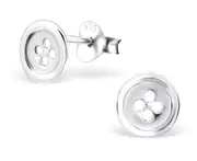 Children's Silver Button Stud Earrings