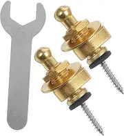 Hoement 2pcs Guitar Strap Lock End Pins Metal Slip Strap Buttons with Wrench for Acoustic Guitar Ukulele Secure Fit Easy Installation Elegant Design