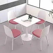 HOLGVE Negotiation Table and Chair Set, Office Reception Room Club Table Set, Coffee Kitchen Dining Table for Conference Meeting Areas, Libraries(Pink,27.5in/70cm)