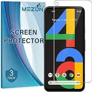 MEZON [3 Pack] Ultra Clear Screen Protector Film for Google Pixel 4a – Case Friendly, Shock Absorption (Pixel 4a, Clear)