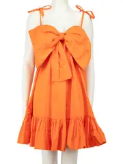 UPLOAD ERROR Orange Bow Accent Mini Dress