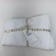Linen Tales White Lightweight Linen ROUND Tablecloth, 180cm / 71" in. Handmade