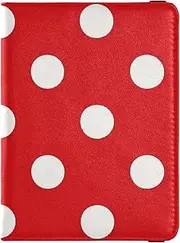 [Amooorous] Cartoon Dot Red Leather decorative waterproof passport holder Wallet Combo Passport Holder Case Waterproof, Cartoon dot red, 1 size