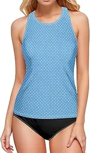 [Joisal] Swimsuit Tankini Top, Halloween Polka Dot Women's Tankini Top, Womens Tankini Tops with Bra Support, Small