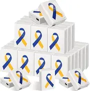 Fullhawl 36 Packs Down Syndrome Awareness Pocket Tissues Yellow Blue Ribbon Travel Facial Tissue Bulk Mini Type Pocket Tissues World Down Syndrome Day Supplies Ribbon Facial Tissues Souvenir Gift