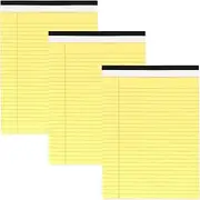 Emraw Canary Yellow Micro Perforated Edge Legal Ruled Universal 50 Sheets Letter Size Writing Pad- 50 Ct. 8.5" X 11.75" (Pack of 3)