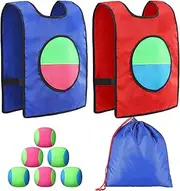 Dodgeball Game for Kids Toss and Catch Ball Set 2 Catch Vests 6 Dodgeballs 1 Drawstring Bag Beach Yard Games Catching Ball Set Lawn Party Games Outdoor Games for Christmas Birthday Gift