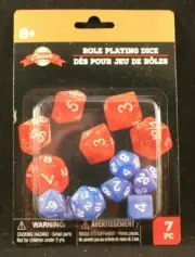 Role Playing Dice - 7 Piece Dice Set - Pearlescent Blue - Classic Games - Age 8+