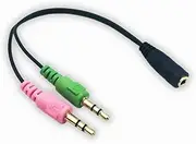 3.5mm Female TRRS to Dual Male TRS Stereo Audio Mic Combine Splitter Cable Gold Plated Cord for PC Computer Mobile Phone Earphone Tablet PS4 Xbox
