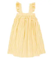 [Paade Mode] Paade Mode Embroidered ruched cotton dress Y 12 yellow
