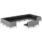 12-Piece Outdoor Lounge Set Garden Patio Sofa Wicker Rattan Furniture Dark Grey