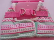 PINK blue Fair Isle Shearling Dog Body Harness XS Smoochie Pooch xsmall step-in