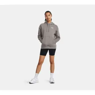 【UNDER ARMOUR】UA 女 Essential Fleece 連帽長袖套頭衫 帽T 米灰(1373033-294)