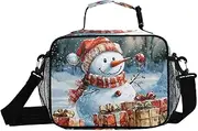 Cute Snowman Christmas Winter Insulated Lunch Box for Women Men - Ideal for Work, Picnics - Includes Adjustable Shoulder Strap