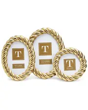 Two's Company Set of 3 Gilded Rope Photo Frames