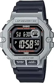 [Casio] Men's Lap 60 Digital Watch, Silver Dial, Black Band