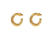 Culturesse Dejouer Textured 25mm C Hoop Earrings Jewellery Pure 24K Gold Plating