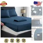 Luxurious Extra Deep Pocket King Cotton Sheets - Breathable & Soft, Navy Blue
