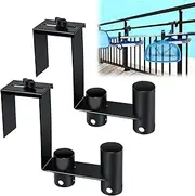 2packs Adjustable Pool Fence Hooks Metal Pool Tool Organizer and Holder Black Hangers for Pool Cleaning Tools Pool Fence Equipment Hooks for Poles Brush Swimming Accessories