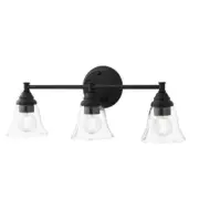 Hampton Bay Marsden 23.5 in. 3-Light Matte Black Transitional Vanity Clear Shade