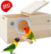 Parakeet Nesting Box Wooden Bird House for Finch Lovebird Budgie Cockatiel (25x1