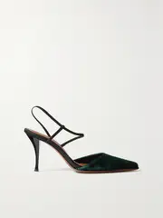 [NEOUS] NEOUS - Tangra Suede-trimmed Velvet Pumps - Forest green - IT36 IT 36 Green