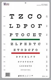 Snellen Ophthometric Chart with Red/Green Lines 10 Ft