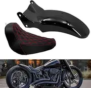 HDBUBALUS Motorcycle Rear Fender + Solo Seat Short Mudguard with Tail Turn Signal Brake Light Kit Fit for Harley Softail Breakout FXBR FXDR 2018-2023 Red Thread