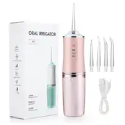 Dental Teeth Flosser Tooth Cleaner 4 Nozzles Cordless Oral Irrigator Pink