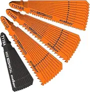HORUSDY 40-Piece HSS/HCS Jig Saw Blade Set Metal & Woodworking with Storage Case,T-Shank blades, Blades Assorted for Wood, Thin Sheet Metal Steel, Aluminum Cutting