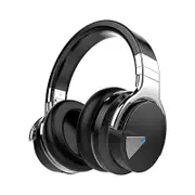Active Noise Cancelling Headphones Bluetooth Headphones with Microphone Deep Bass Wireless Headphones Over Ear, Comfortable Protein Earpads, 30 Hours Playtime for Travel/Work, Black