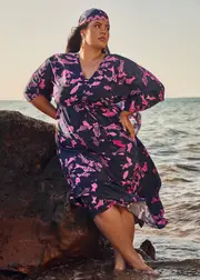 [Taking Shape] Taking Shape Elverina Daba Maxi Dress Size 18-20 in Print, Viscose - Plus Size Women's Swimwear Print