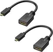 Cable Matters 2-Pack Micro HDMI to HDMI Adapter - 15cm, HDMI to Micro HDMI with 4K and HDR Support for Raspberry Pi 4 and More